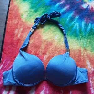 shiny purple/blue bikini top size 34B pushup victoria's secret